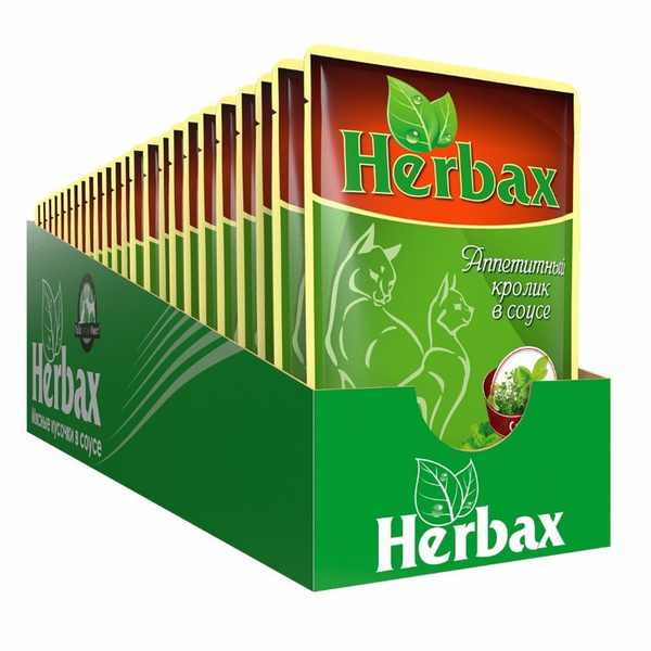 Корм для кошек влажный HERBAX полнорационный, Аппетитный кролик в соусе ...
