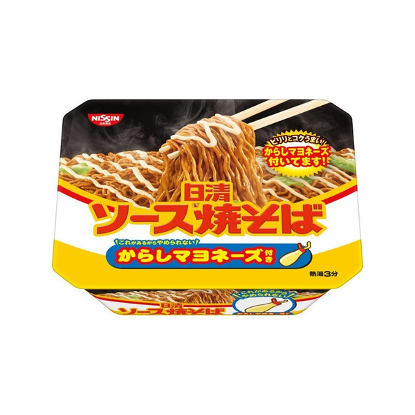 Лапша ниссин nissin с овощами, горчичным майонезом караши и соусом ...