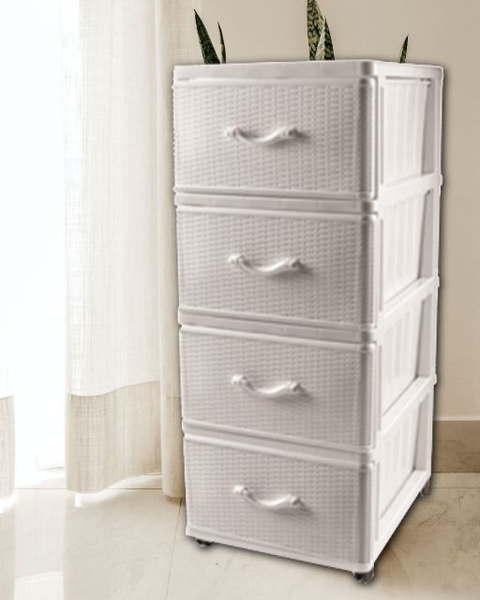 Комод DD Style Комоды пластиковые плетёные, 40x50x98.5 см, 4 ящ ...