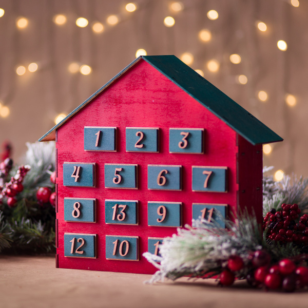 Деревянный цветной адвент-календарь на 15 дней - купить с доставкой по ...