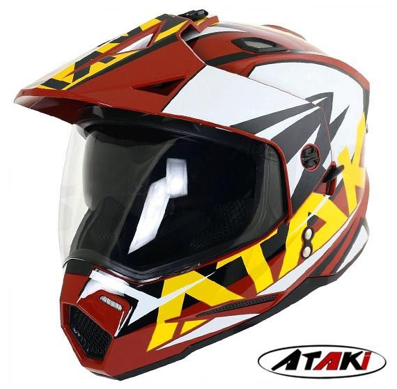 Мотард шлем эндуро ATAKI JK802 кроссовый мотошлем с визором RAMPAGE S ...