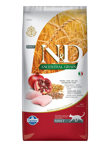 Farmina N&D ANCESTRAL GRAIN для кошек курица, спельта, овес, гранат 0,3 ...