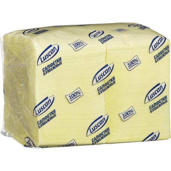 Luscan Салфетки бумажные Profi Pack, 1 слой, 24х24, желтые, 400 шт/уп ...