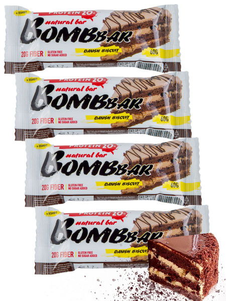 Протеиновый батончик Bombbar Protein Bar 4 x 60 g, Датский бисквит ...