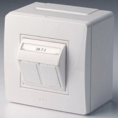 Коробка PDD-N60 с 2 розетками Brava RJ45 кат.5E (телефон/компьютер) бел ...