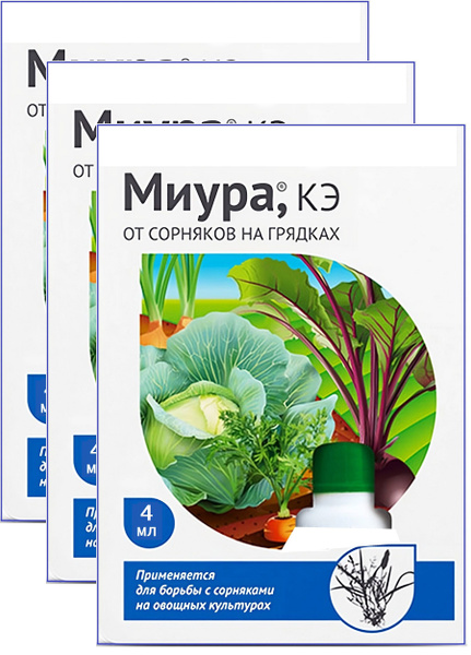Характеристики Удобрение от сорняков на овощных грядках "Миура" 3x4 мл ...