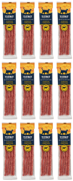 TITBIT Лакомство для кошек колбаски Сливочные, 20 г, 12 уп - купить с ...