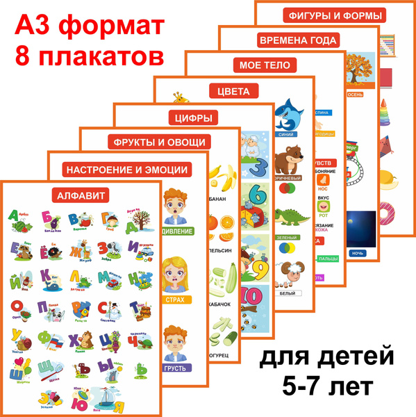 Детские обучающие плакаты для дошкольников, детей дошкольного возраста ...