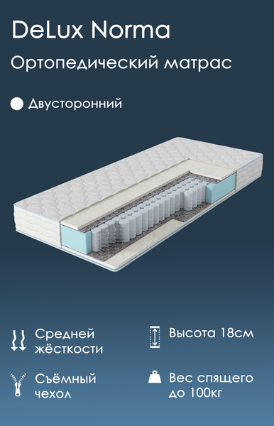 Матрас COMFORTCITY DeLux Norma_Белый_140, Независимые пружины, 60 ...