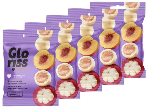 Жевательные конфеты Gloriss Jefrutto персик-мангостин, 35г х 5шт ...