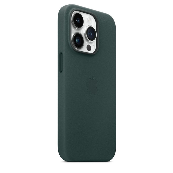 Кожаный чехол для iPhone 14 Pro зеленый (Forest Green) с поддержкой ...