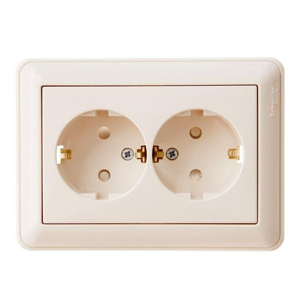 Розетка 2-м СП W59 16А IP20 с заземл. защ. шторки в сборе сл. кость SE ...