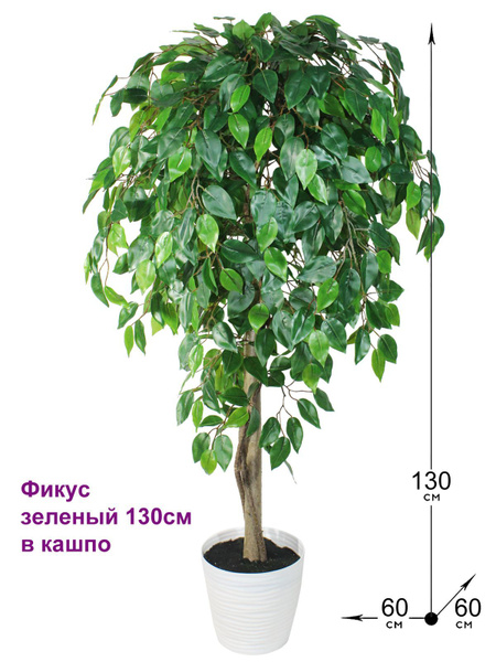 Купить Искусственное дерево Фикус зеленый 130см в кашпо, ФитоПарк ...