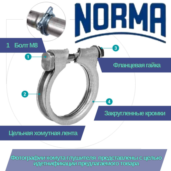 Хомут глушителя ARS, кольцевой 54мм "NORMA" (Волга) - купить по низкой ...