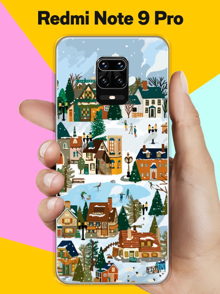 Силиконовый чехол на Xiaomi Redmi Note 9 Pro Снежный город / для Сяоми ...