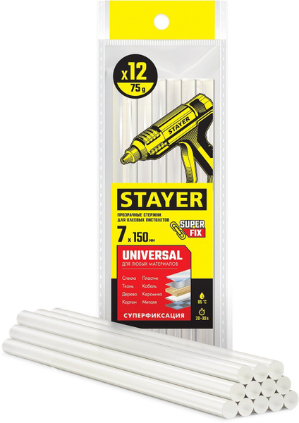 Стержни для клеевого пистолета 12 шт., d 7 x 150 мм STAYER Universal ...
