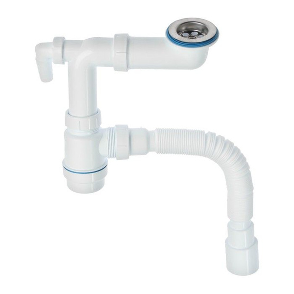 Сифон для раковины SANPLAST, 1 1/2"х40 мм, со смещением, с отводом для ...
