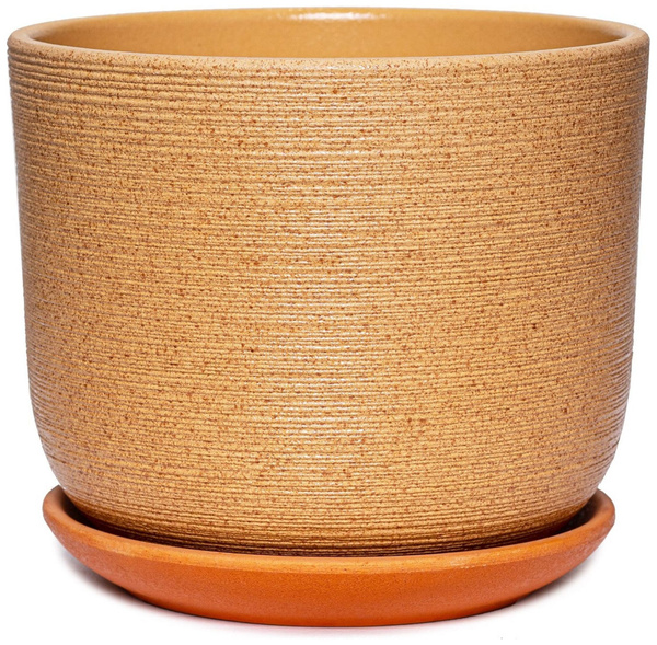 Горшок Крафт d12 см керамический бежевый с поддоном купить на OZON по ...