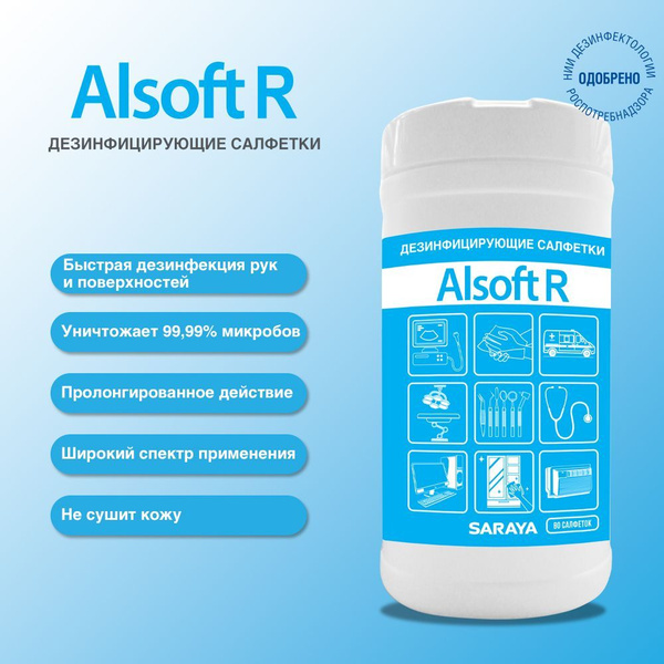 Дезинфицирующие салфетки 80 шт Alsoft R - купить с доставкой по ...