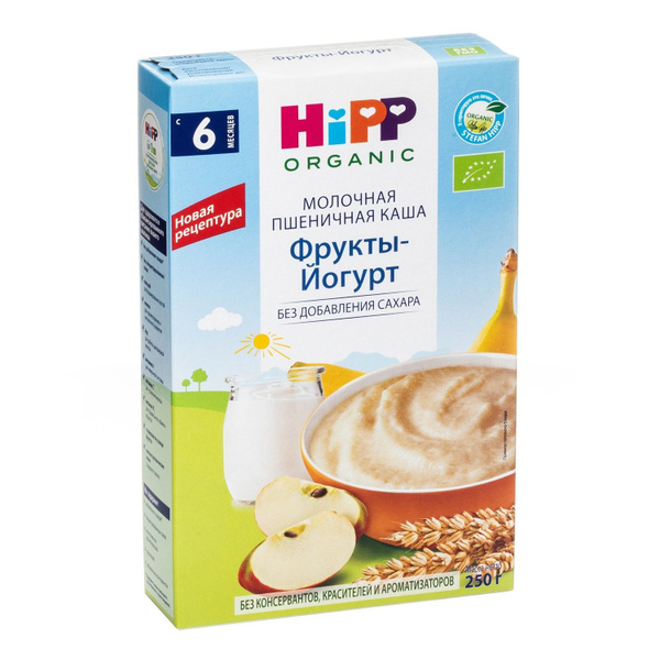 Каша пшеничная детская Hipp с 6 месяцев, фрукты-йогурт, молочная, сухая ...