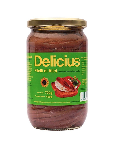 Филе анчоуса "Delicius" европейского в подсолнечном масле, 700 г ...