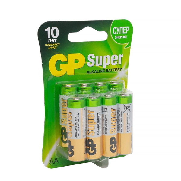 Батарейка GP Super Alkaline AA (8шт) - купить с доставкой по выгодным ...