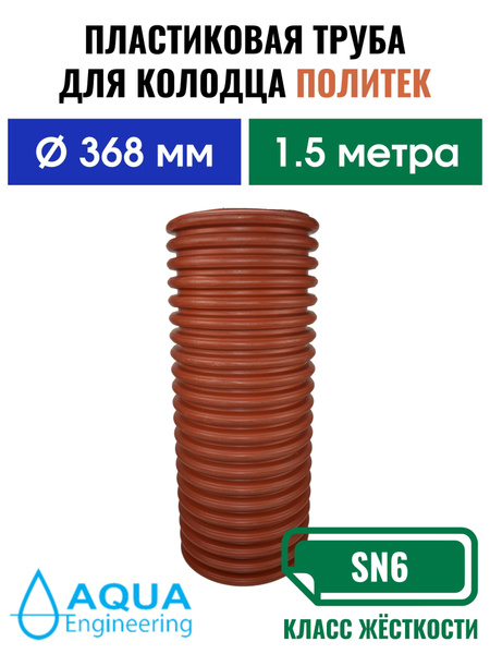 Пластиковая труба для колодца Политек 368 мм, гофрированная двустенная ...