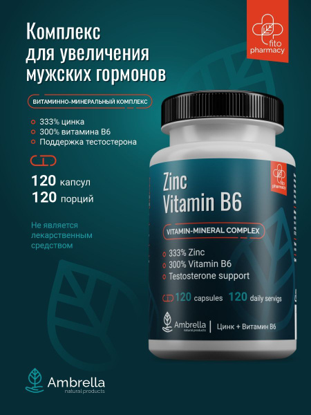 Цинк + витамин B6 комплекс для мужчин - 120 капсул - купить с доставкой ...