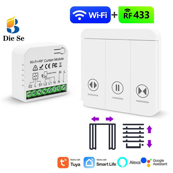 Радиоуправляемое реле 220В 10А 433МГц. Умный шторный переключатель Wi ...