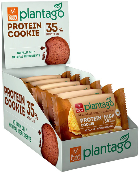 Протеиновое печенье Плантаго (PLANTAGO) - Ореховый микс-Карамель ...