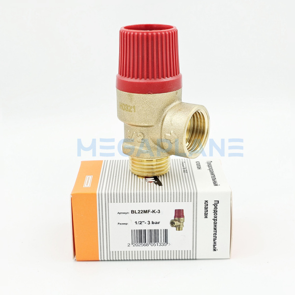 Предохранительный мембранный клапан 3 бар, 1/2" вн./нар.,TIM BL22MF-K-3 ...