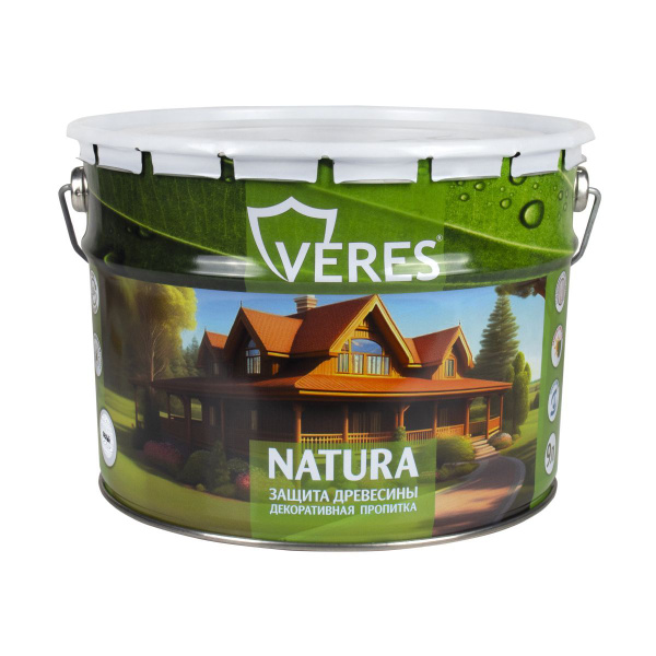 Декоративная пропитка для дерева Veres Natura, полуматовая, 9 л, белая ...