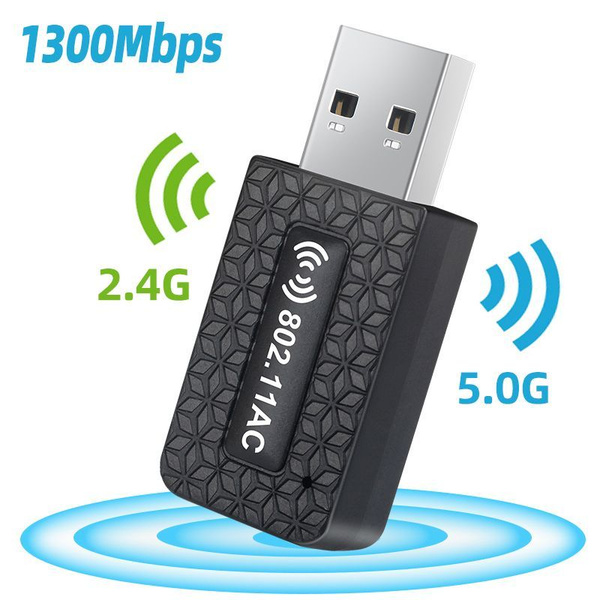 Беспроводной модем WiFi 5 адаптер AC1300 USB 2.4G 5G 1300 Мбит/с для ...