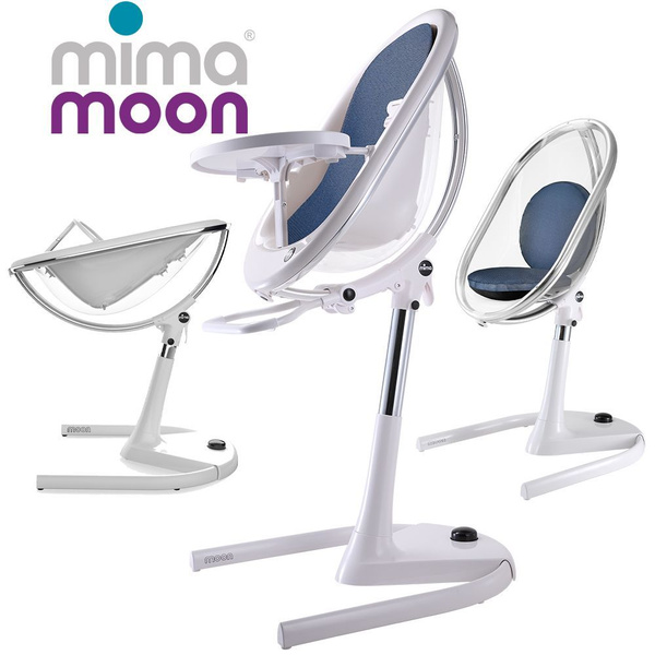 Детский стульчик для кормления Mima Moon 2G 3в1, White/ Denim + сиденье ...