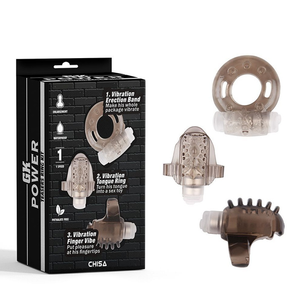Набор из 3 дымчатых эрекционных колец с вибрацией Teasers Ring Kit ...
