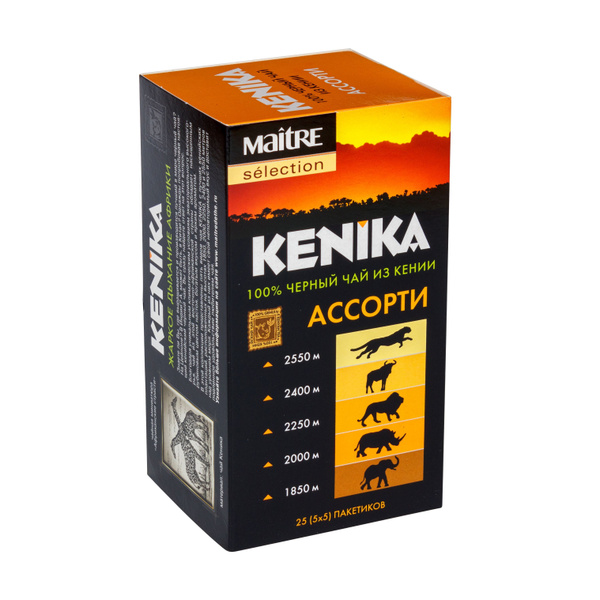 Чай в пакетиках черный Ассорти KENIKA из Кении 50 г, 25 пакетиков (5 ...