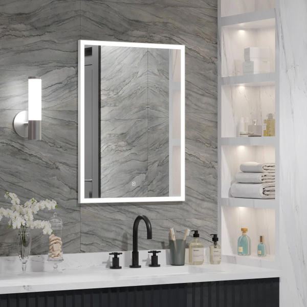Зеркало для ванной КОНТИНЕНТ "Зеркало "Frame white standart" 600x800 ...