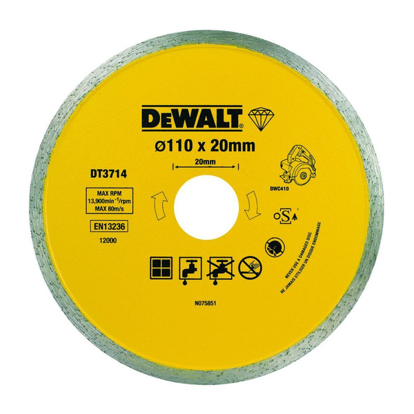 Алмазный круг сплошной по керамике DEWALT, для плиткореза DWC410 ...