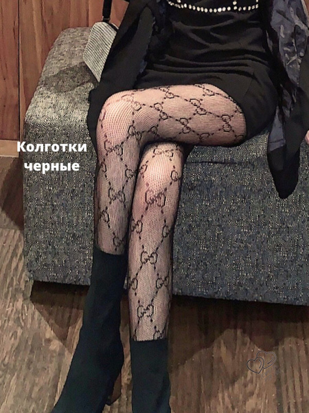 Колготки Jewelry for you "Женские черные колготки в сеточку с узором G ...