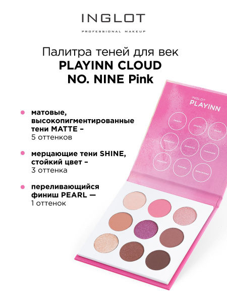 Палетка теней INGLOT для век Palette eyeshadow nine pink розовая ...