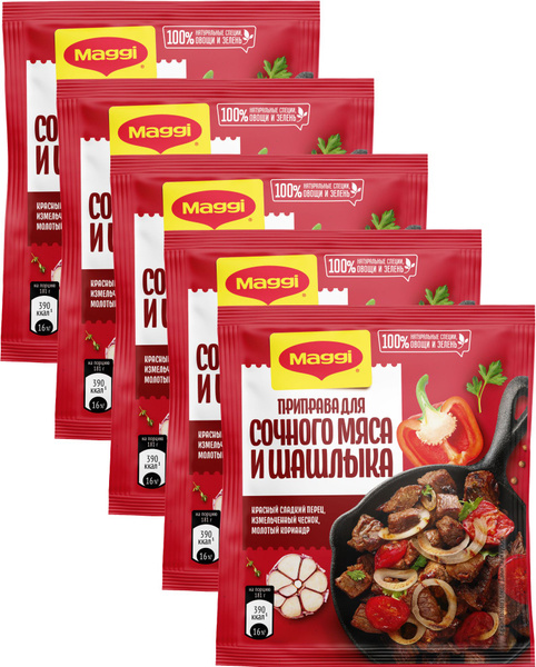 MAGGI Приправа для сочного мяса и шашлыка 20 гр х 5 штук - купить с ...