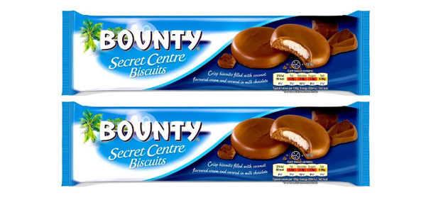 Набор бисквитного печенья Bounty Secret centre biscuits(132гр) 2 шт ...