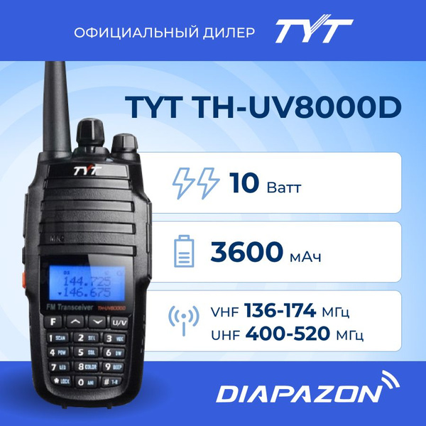 Радиостанция TYT TH-UV8000D, 128 каналов - купить по доступным ценам в ...