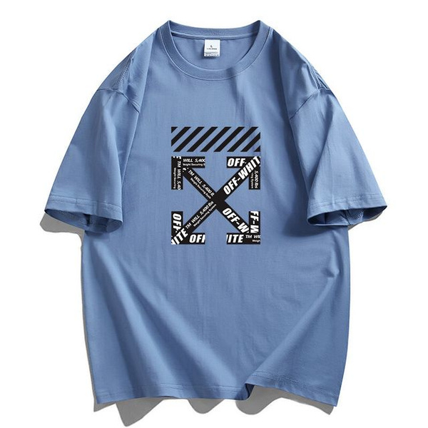 Футболка Off-White, размер 54, цвет голубой, 100% Чистый хлопок ...