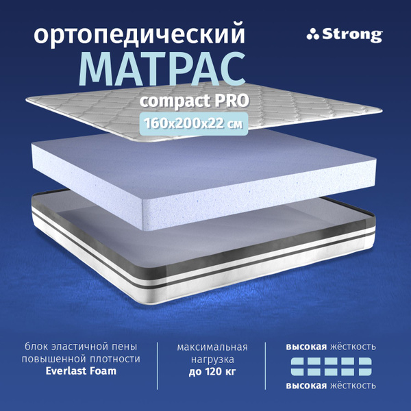 Матрас Strong Ортопедический Compact PRO, Беспружинный, 160 - купить по ...