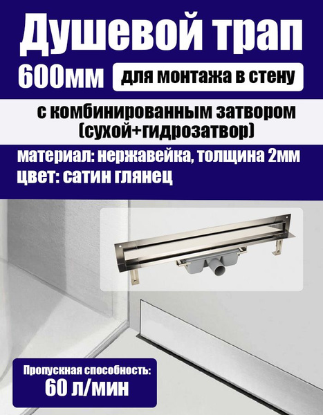 Душевой трап для монтажа в стену 600мм BAD816002 Profi - купить по ...