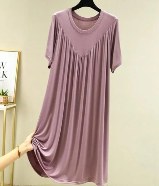 Платье Женский тускло-сиреневый вязаное Домашний Короткий Breathable ...