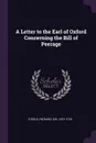 A Letter to the Earl of Oxford Concerning the Bill of Peerage - Richard Steele