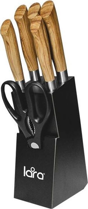 фото Набор кухонных ножей Lara, на подставке, LR05-56, черный, 7 предметов
