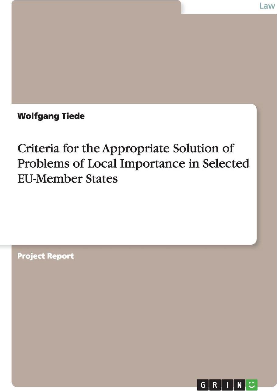 фото Criteria for the Appropriate Solution of Problems of Local Importance in Selected EU-Member States